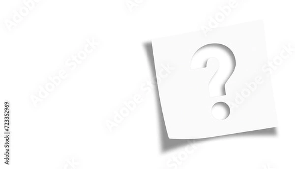 Fototapeta Note paper with question mark on transparent or white background