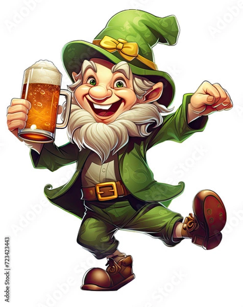 Fototapeta Saint Patrick's Day leprechaun isolated on a transparent background created with Generative AI technology