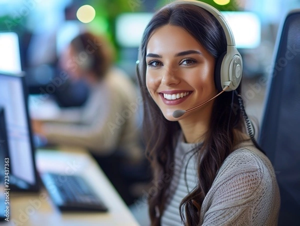 Obraz Support phone operator in headset