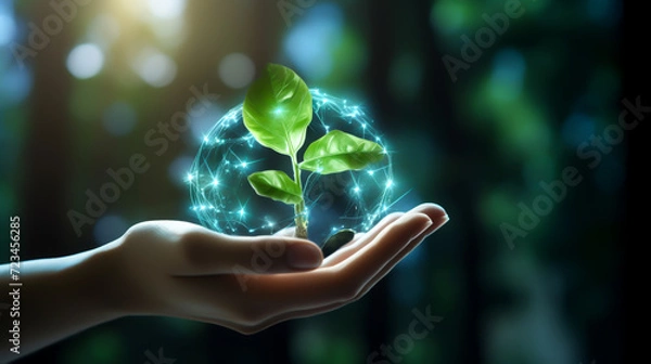 Fototapeta Earth day green background Generated by AI