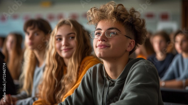 Fototapeta High school students in a classroom 