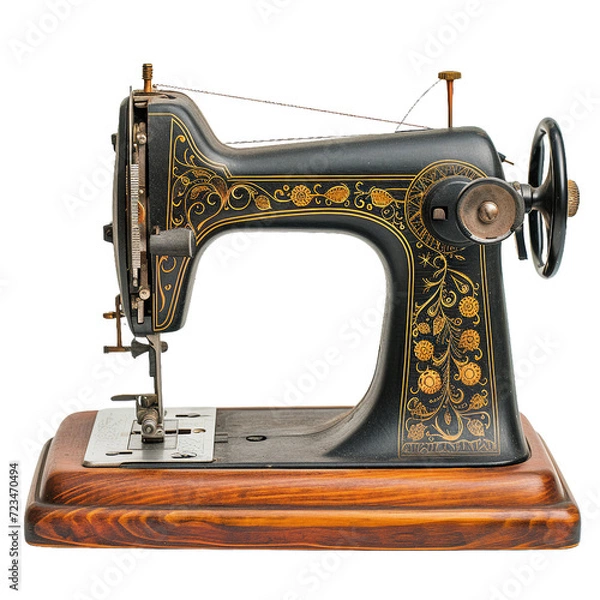 Fototapeta Sewing machine, transparent background, isolated image, generative AI