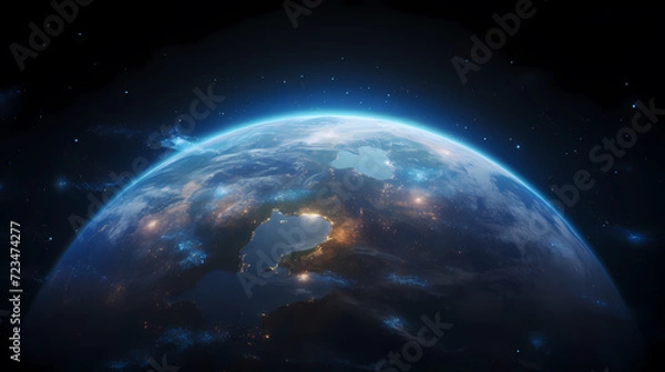 Fototapeta Digital technology universe earth abstract graphics poster web page PPT background