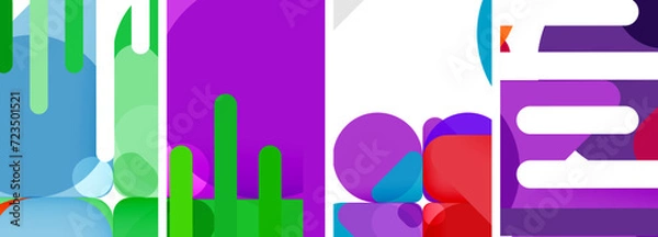 Fototapeta Colorful bright geometric abstract compositions for wallpaper, business card, cover, poster, banner, brochure, header, website