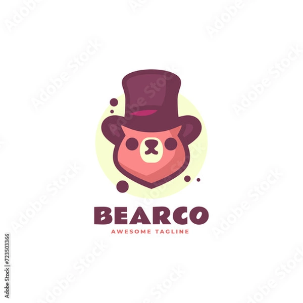 Fototapeta Vector Logo Illustration Bear Mascot Cartoon Style.
