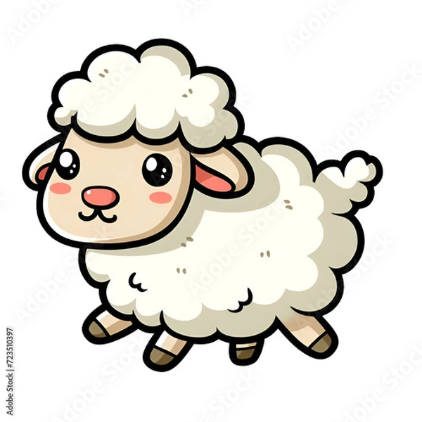 Fototapeta Sticker with the image of a cartoon lamb