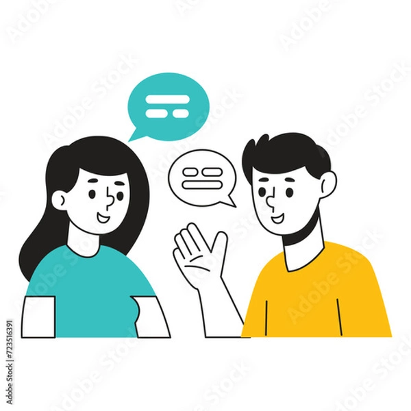 Obraz Illustration of a man and woman communicating. Simple illustration