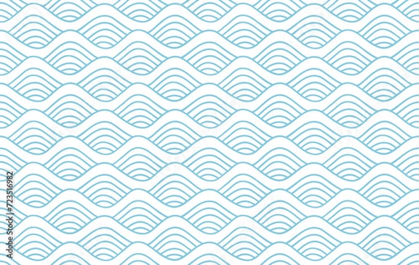 Fototapeta Seamless pattern with hand-drawn waves