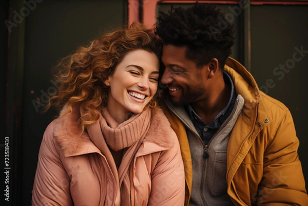 Fototapeta Close up of a smiling beautiful American couple