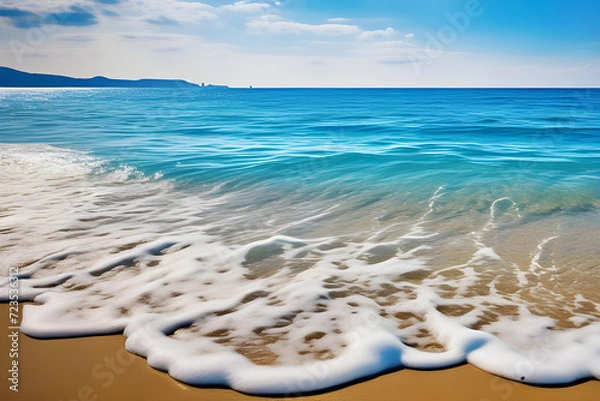 Fototapeta beach and sea. sea ​​waves crashing on the beach in the afternoon