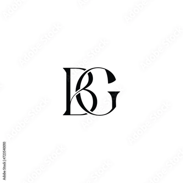 Fototapeta BG Logo Design Template Vector Graphic Branding Element. Creative vector logos with the letter BG
