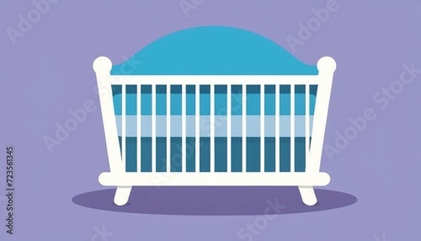Fototapeta Baby Crib Icon in Modern Flat Style - Vector Illustration