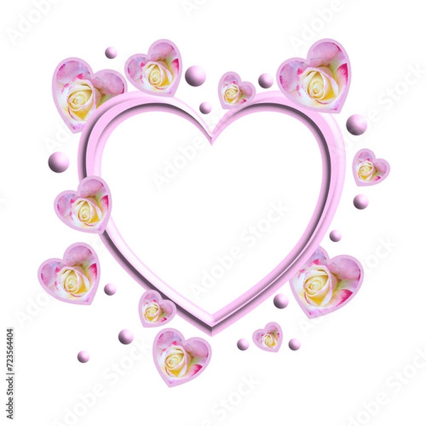 Obraz pink heart frame with flowers