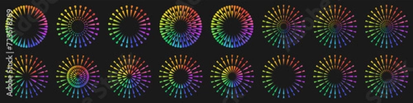 Fototapeta Set of creative fireworks explosion design vectors, ornament fireworks colorful design vector.