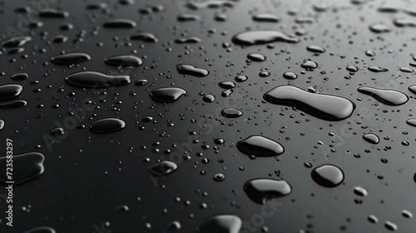 Fototapeta Raindrops on a Car Window, Creating a Wet and Shiny Surface, Perfect for Weather and Automotive Concepts