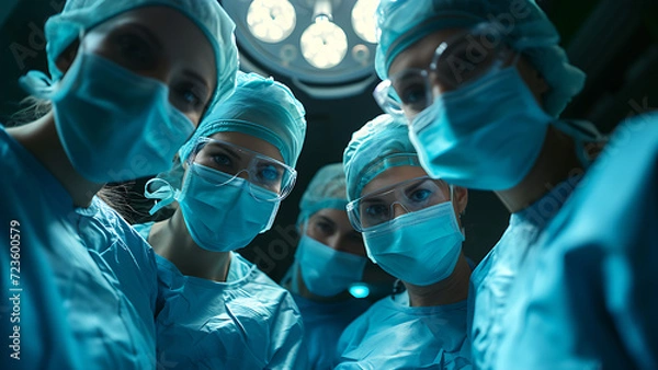 Fototapeta Surgeons coordinate surgical cases, While in the operating room.