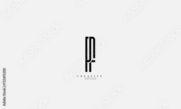 Fototapeta Alphabet letters Initials Monogram logo PF FP P F