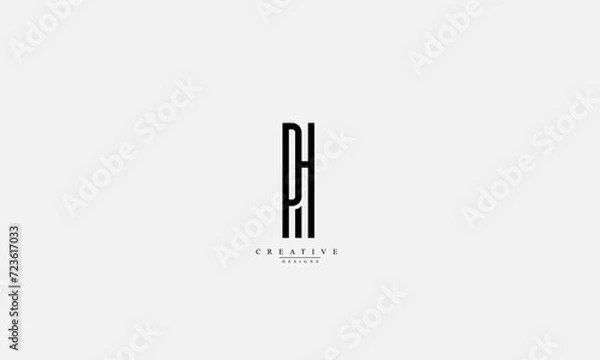 Fototapeta Alphabet letters Initials Monogram logo PH HP P H