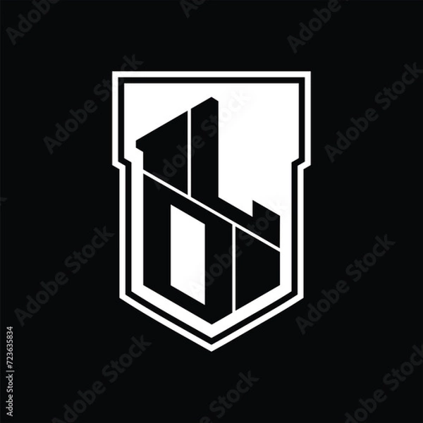 Fototapeta LD Logo monogram hexagon geometric up and down inside shield isolated style design template