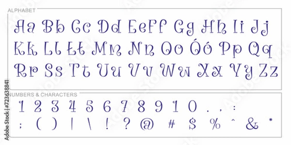 Obraz Alphabet Split Monogram, Split Letter Monogram, Alphabet Frame Font. Laser cut template. Initial monogram letters.