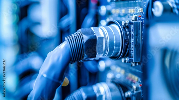 Obraz Technology Equipment Electronic Industrial Computer: Processor Modern Engineering Digital with Production Circuit Board Macro