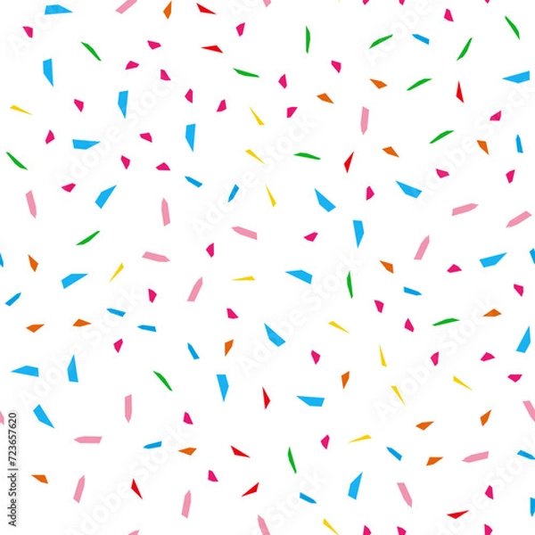 Fototapeta Bright Festival seamless pattern with confetti. Repeating background, vector illustration
