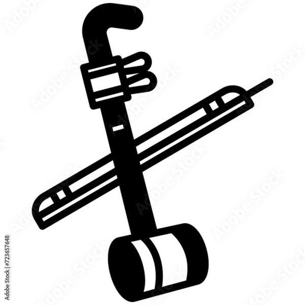 Fototapeta Erhu music glyph and line vector illustration