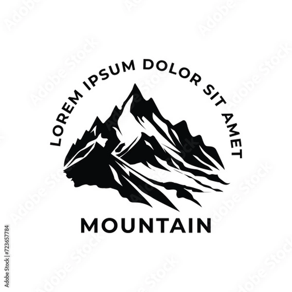 Obraz Mountain logo, silhouette flat design illustration isolated on white background