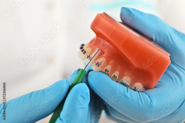 Obraz braces model with brush