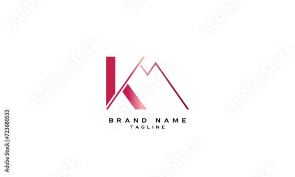 Fototapeta KM, MK, Abstract initial monogram letter alphabet logo design