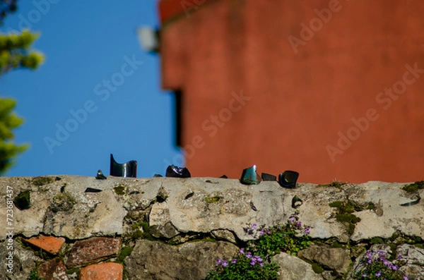 Obraz Muro con botellas rotas