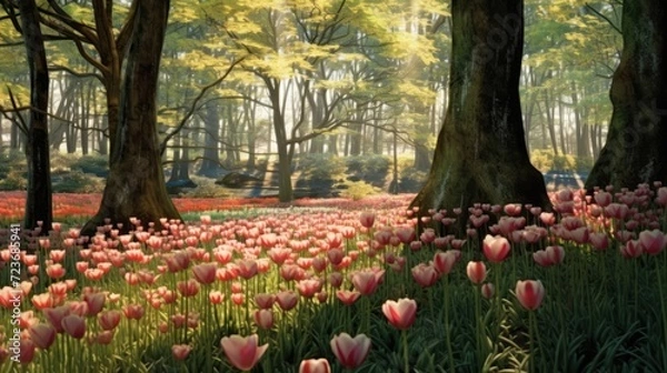 Fototapeta tulip field in spring