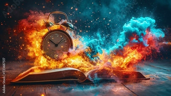 Obraz A Clock in the Fire: A Monthly Event in the World of Time Generative AI