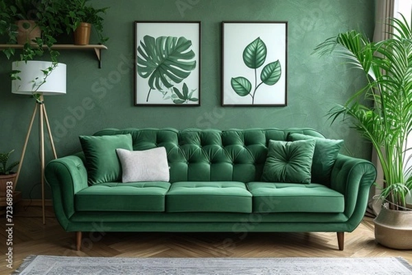 Fototapeta A Modern, Eco-Friendly Living Room with a Focus on Sustainability Generative AI