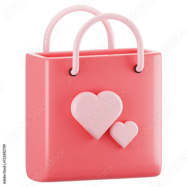 Obraz Valentine day icon concept on 3d rendering. 3d render shopping bag icon