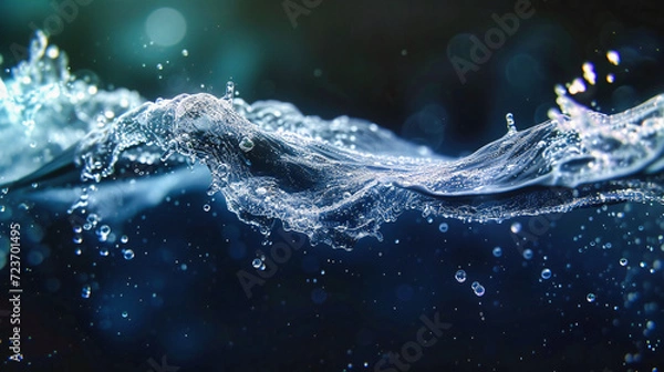 Obraz Refreshing water splash, abstract nature concept, blue and clear droplets in motion, pure and clean environment background