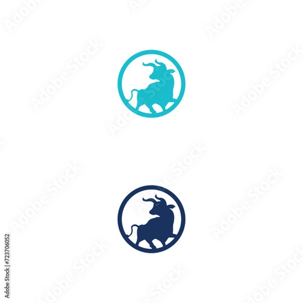 Obraz Vector of a bull on a white background .Stylish bull jump high logo design inspiration . Bull animal logo template design