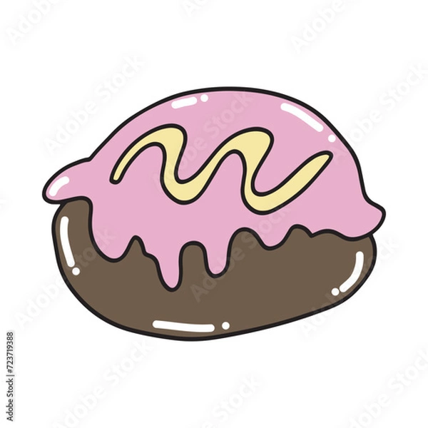 Fototapeta set of sweet cakes, cromboloni, dessert isolated on white background. donut, cromboloni, cakes, pudding