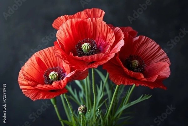 Fototapeta Red Poppies in Bloom: A Celebration of Spring's Vibrant Colors Generative AI