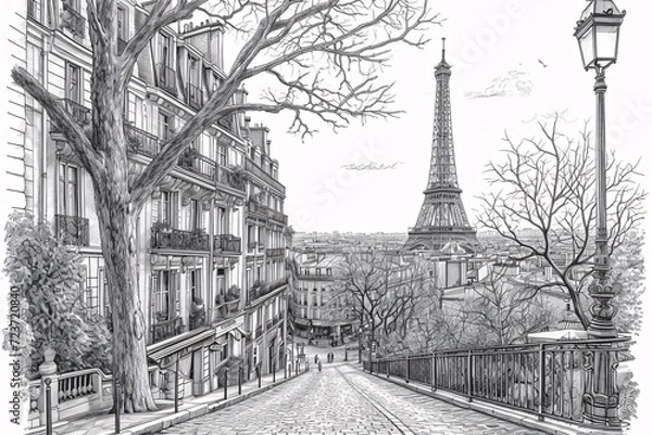 Fototapeta Stroll Down the Sidewalk of a Chic City Generative AI
