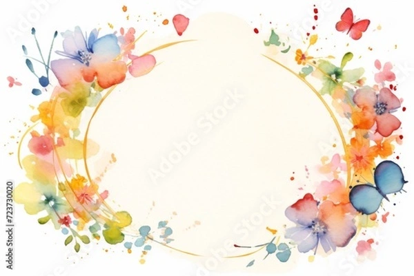 Fototapeta 植物　フレーム　水彩