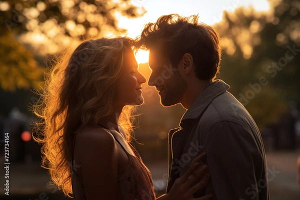 Obraz Couple and sunset