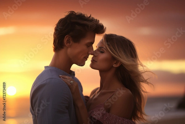 Obraz Couple and sunset