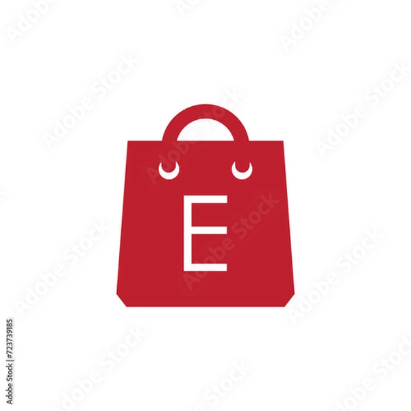 Obraz E shopping bag logo icon vector