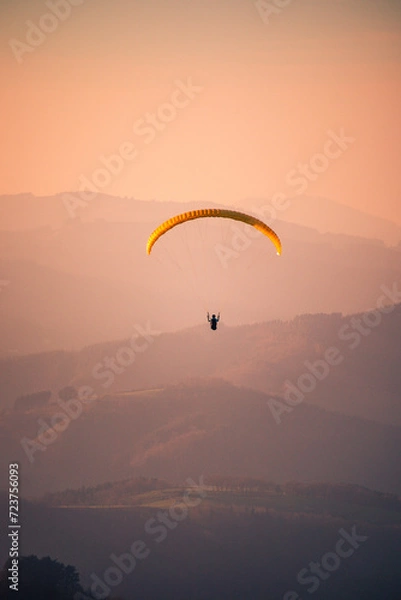 Obraz paragliding in the sunset
