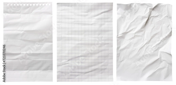 Obraz Collection of paper pieces isolated on transparent background. Generative AI