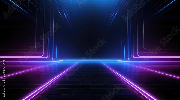 Fototapeta Futuristic hi tech lines studio blank neon background wallpaper