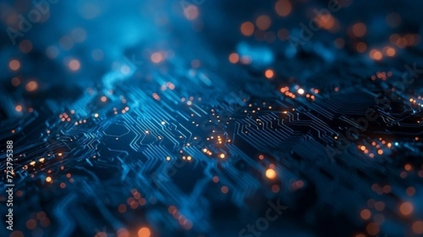 Fototapeta semiconductors at the center with abstract lights
