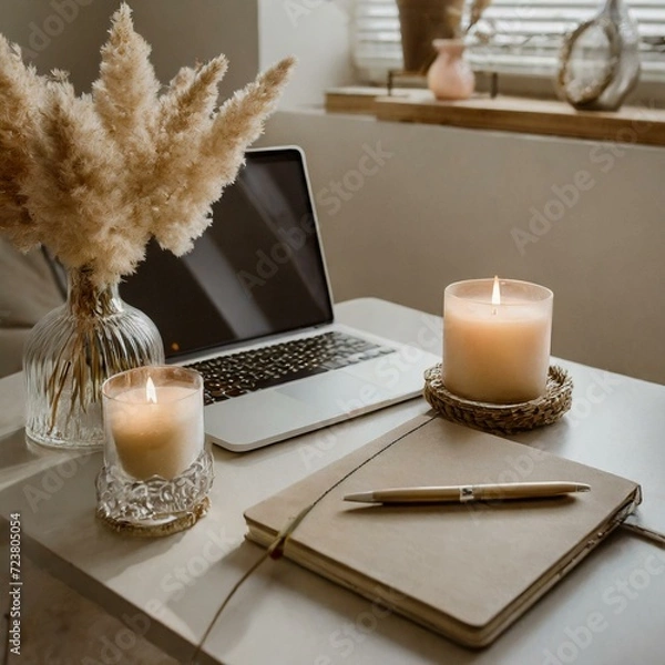 Obraz cozy, aesthetic workspace