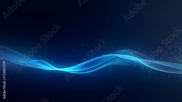 Fototapeta Future digital technology, abstract digital waves and particles on dark background